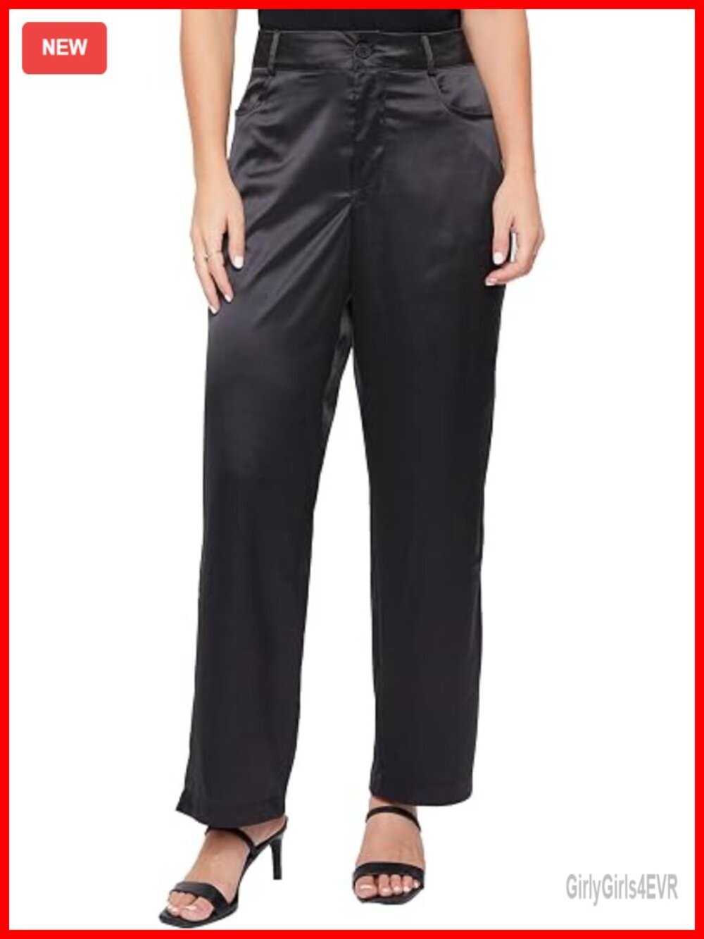 Stretch Matte Satin Fly Front Stove Pipe Pant - High Rise Straight Leg Work